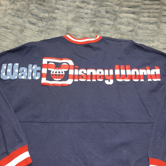 Spirit Jersey DIsneyland USA Americana Flag Blue Long Sleeve Shirt Adult sz S - Picture 3 of 10